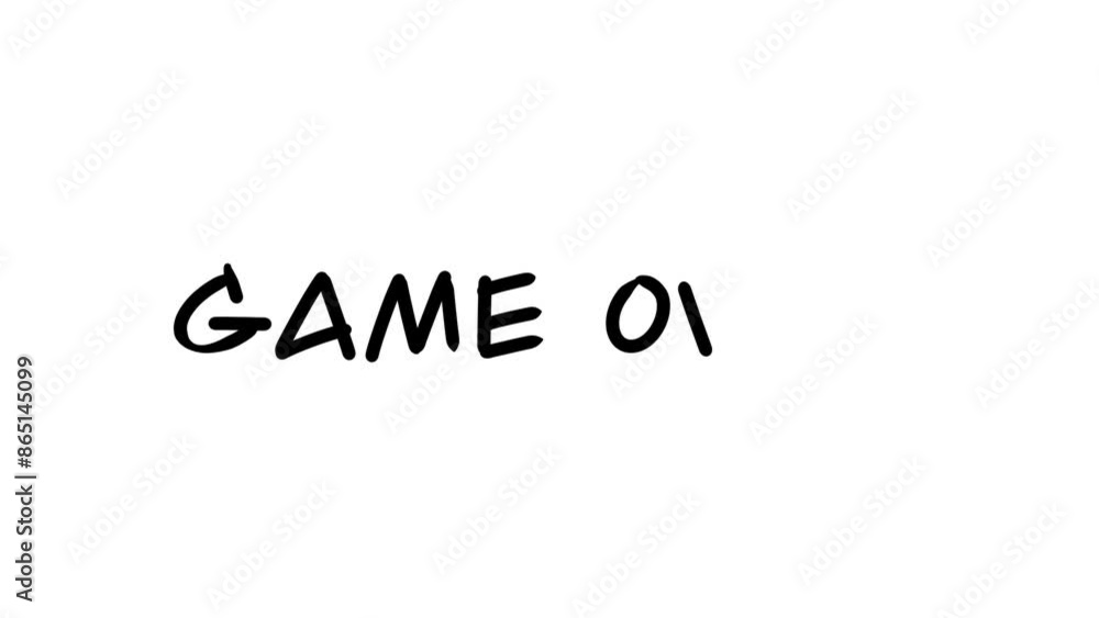 Poster hand written style game over text animation on a white background
