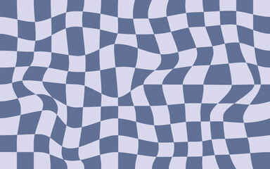 Trendy modern wavy distorted checkered vector pattern background Pattern psychedelic checkerboard Twisted and distorted retro groovy style texture illustration