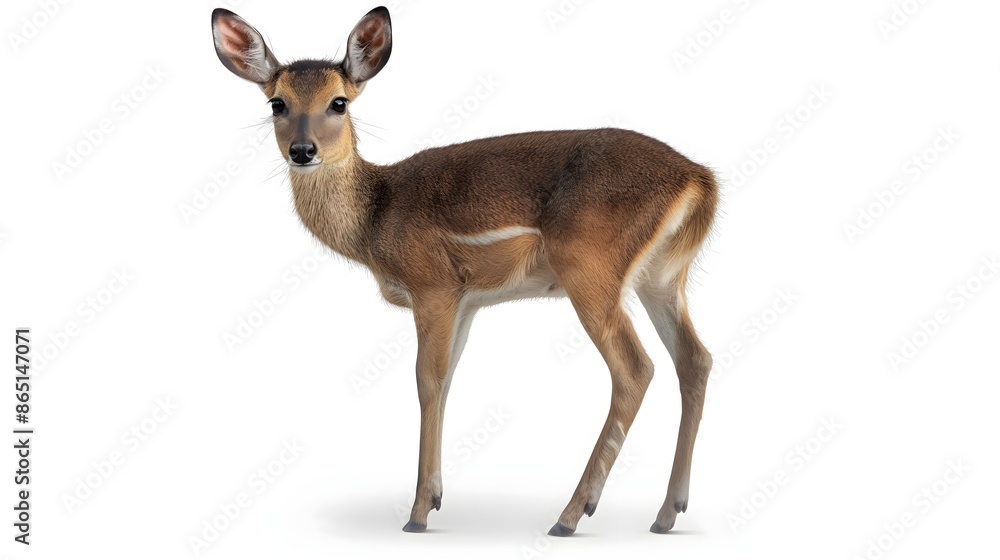 Poster 2. create a high-resolution image of a duiker highlighting its compact size and distinctive markings