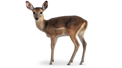 Fototapeta premium 2. Create a high-resolution image of a Duiker highlighting its compact size and distinctive markings, with a transparent background suitable for seamless integration onto a white backdrop. The final