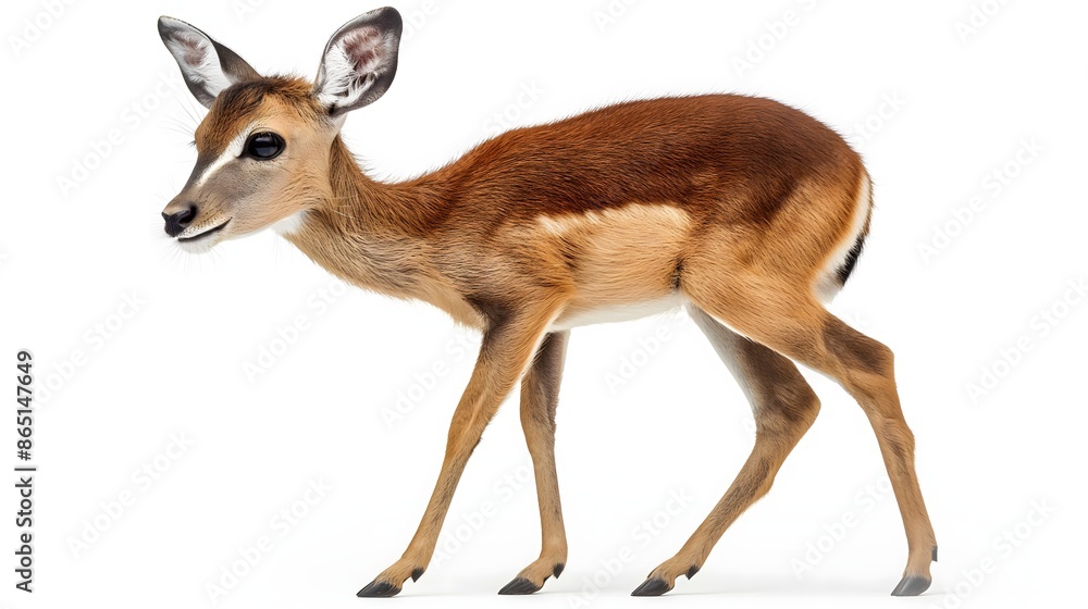 Poster 2. create a high-resolution image of a duiker highlighting its compact size and distinctive markings