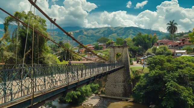 Bridges over the Iguana River quebrada La Iguan Medellin Medelln Antioquia Colombia : Generative AI