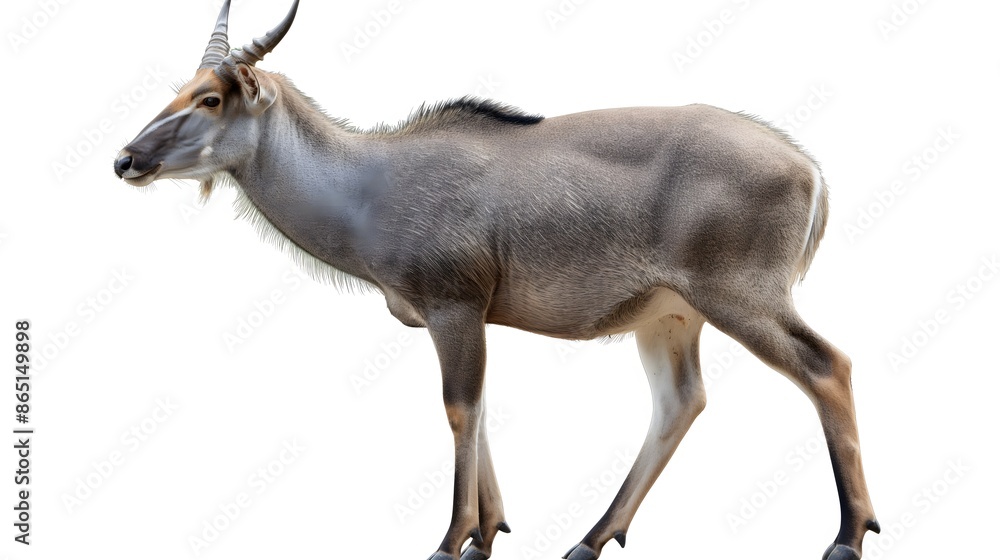 Poster 2. generate a high-resolution image of a nilgai highlighting its distinctive blue-gray coat and robu