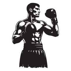 A boxer stand with pose silhouette vector. boxer silhouette.