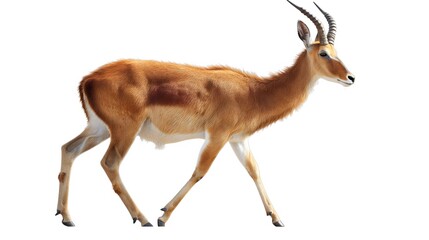 Fototapeta premium 3. Produce a realistic digital rendering of a Red Lechwe in its natural stance, fully isolated on a transparent background. This image should be ready for integration onto a plain white background,