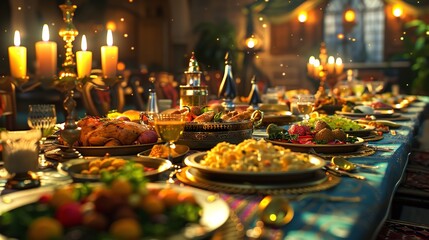 Lavish Eid Al Adha feast with vibrant middle Eid Al Adha