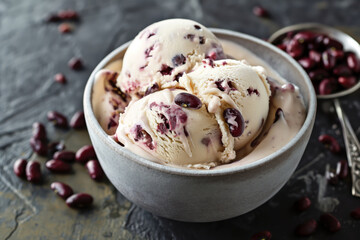 Korean Red Bean ice cream, an asian flavor sweet, nutty taste of red beans into a creamy gelato