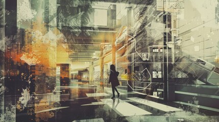 A Solitary Figure in a Futuristic Cityscape