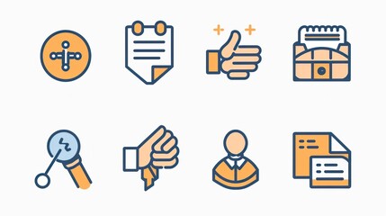 Set of Colorful Line Icons for Business and Finance
