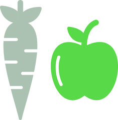 green apple and carrot icon