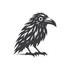 Obraz premium simple eye catching minimalist crow silhouette, black and white, Vector Crow bird with white background