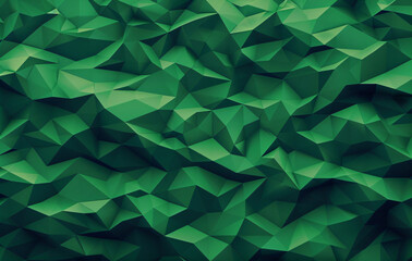 Obraz premium Abstract green geometric background with low poly shapes, green gradient and black shadows for design template