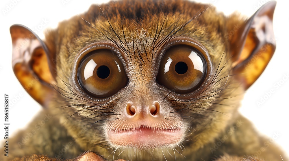 Poster 2. create a high-resolution image of a tarsier showcasing its large eyes and unique features, with a