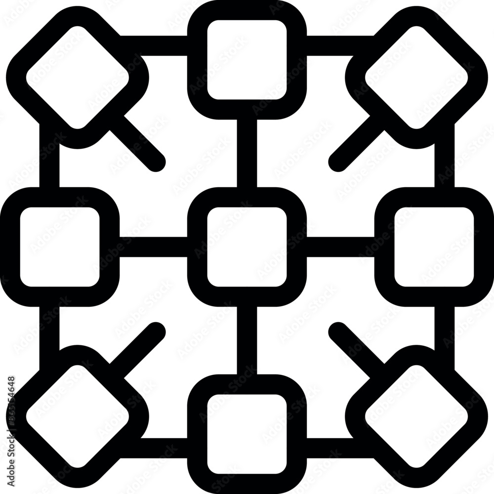 Poster icon of a blockchain network connecting blocks with lines
