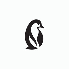 Naklejka premium simple eye catching minimalist head penguin vector, black and white, white background