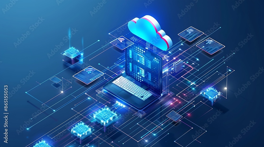 Poster Exchange information and data with internet cloud technologyFTPFile Transfer Protocol files receiver and computer backup copy File sharing isometric Digital system for transferring doc : Generative AI