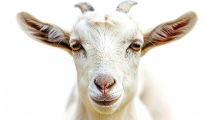 Goat age 5 in front of white background