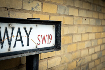 Fototapeta premium LONDON- SW19 street sign near Wimbledon Village, affluent residential area of south west London
