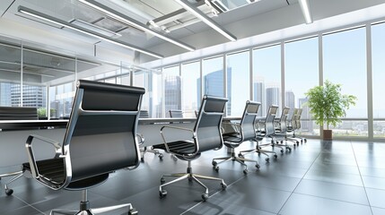 Modern Office Meeting Room with City View