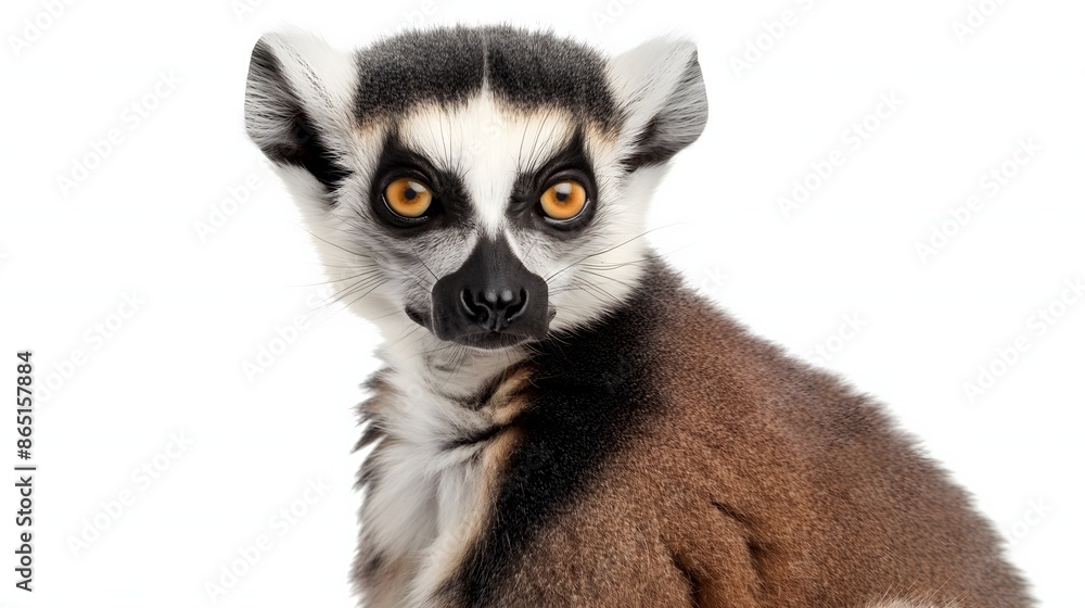 Poster 2. create a high-resolution image of a lemur showcasing its distinctive ringed tail and facial featu