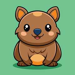 Fototapeta premium Cute Wombat Cartoon Vector Icon Illustration.