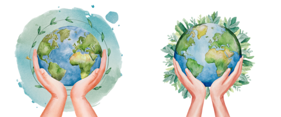 Two hands holding a globe with a green circle around it
