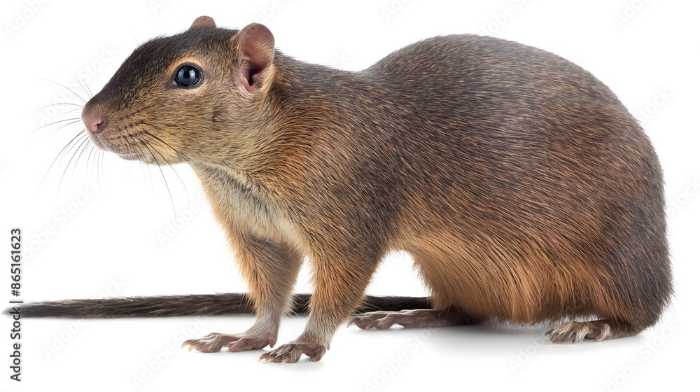 Poster 2. create a high-resolution image of an agouti showcasing its sleek fur and distinctive coloring, wi