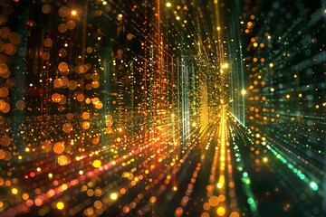 Abstract data cyberspace yellow background. Futuristic tech backdrop. Future technology. Light lines effect.