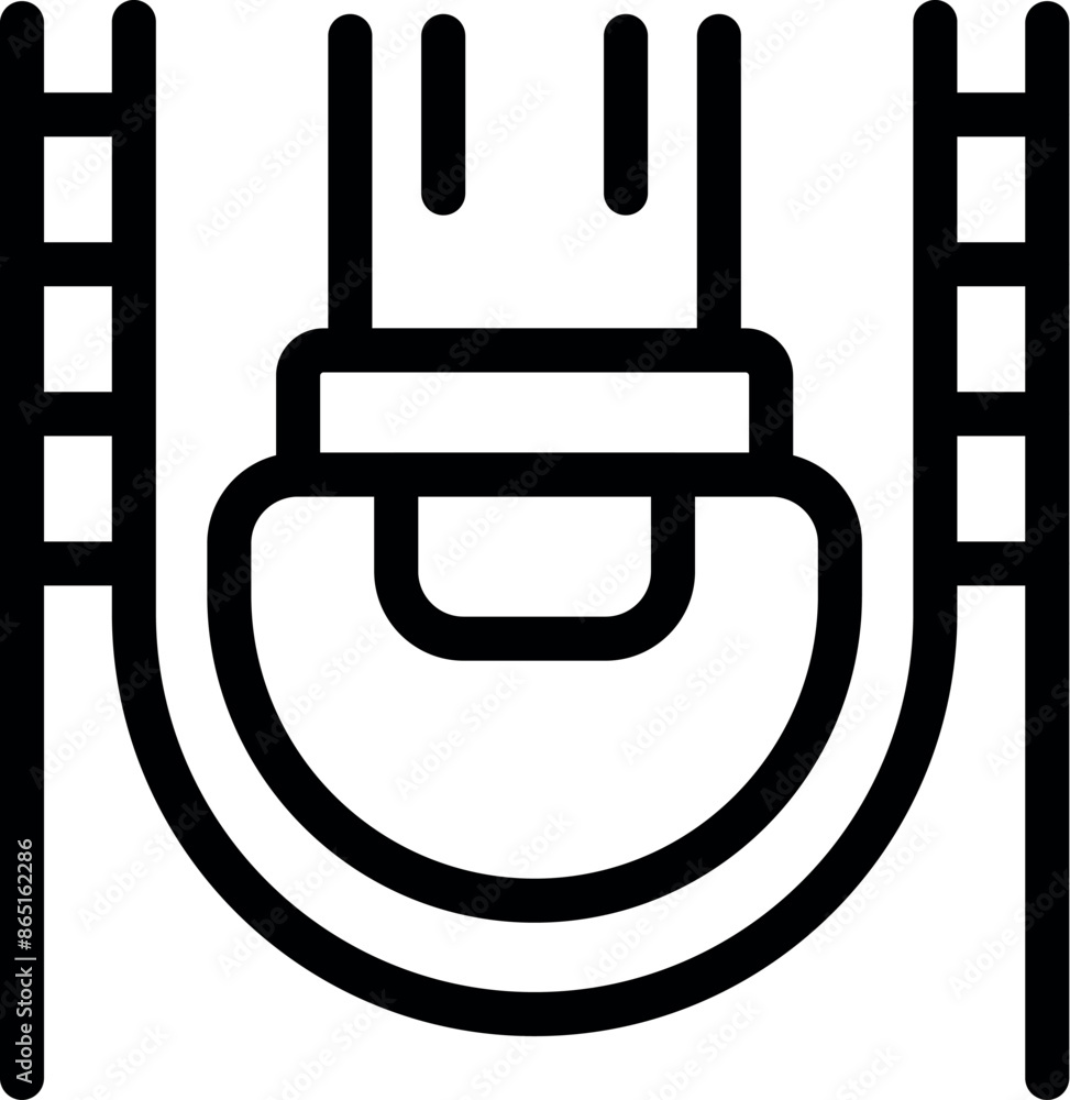 Poster simple black and white icon of a big drop ride with ladder access to the loading platform