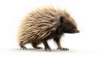 2. Create a high-resolution image of a Porcupine showcasing its quills and robust physique, with a transparent background suitable for effortless placement on a white backdrop. Ensure the final image