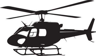 Simple Black Helicopter Silhouette: Isolated Copter Icon Vector Illustration on White Background






