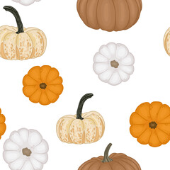 Autumn theme seamless pattern with pumpkins