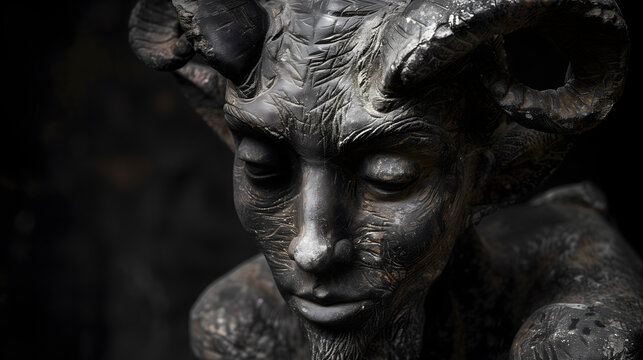 Escultura en tonos oscuros del diablo