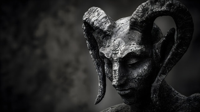Escultura en tonos oscuros del diablo