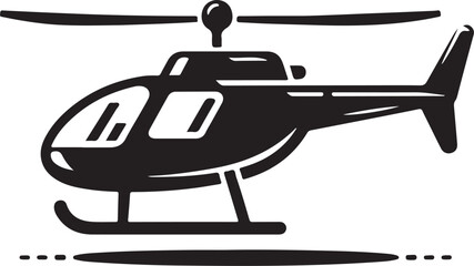 Obraz premium Simple Black Helicopter Silhouette: Isolated Copter Icon Vector Illustration on White Background