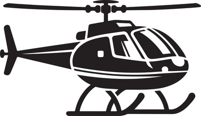 Simple Black Helicopter Silhouette: Isolated Copter Icon Vector Illustration on White Background






