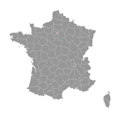 Obraz premium Paris department map, administrative division of France. Vector illustration.