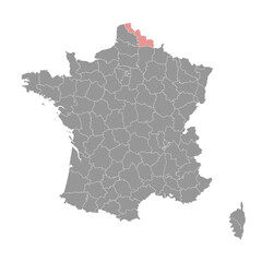 Obraz premium Nord department map, administrative division of France. Vector illustration.