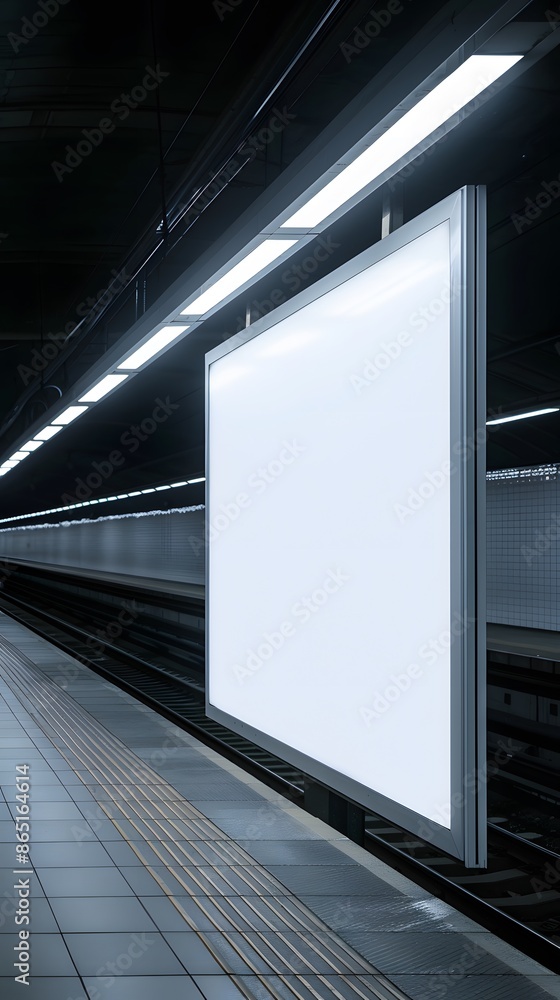 Aufkleber modern underground subway station with a blank advertisement lightbox ready for your design. urban s