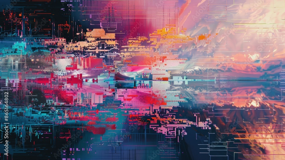 Poster digital code in a matrix-style grid