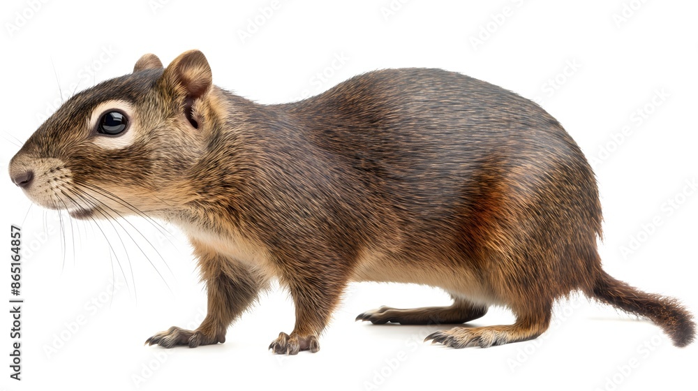 Poster 2. create a high-resolution image of an agouti showcasing its sleek fur and distinctive coloring, wi