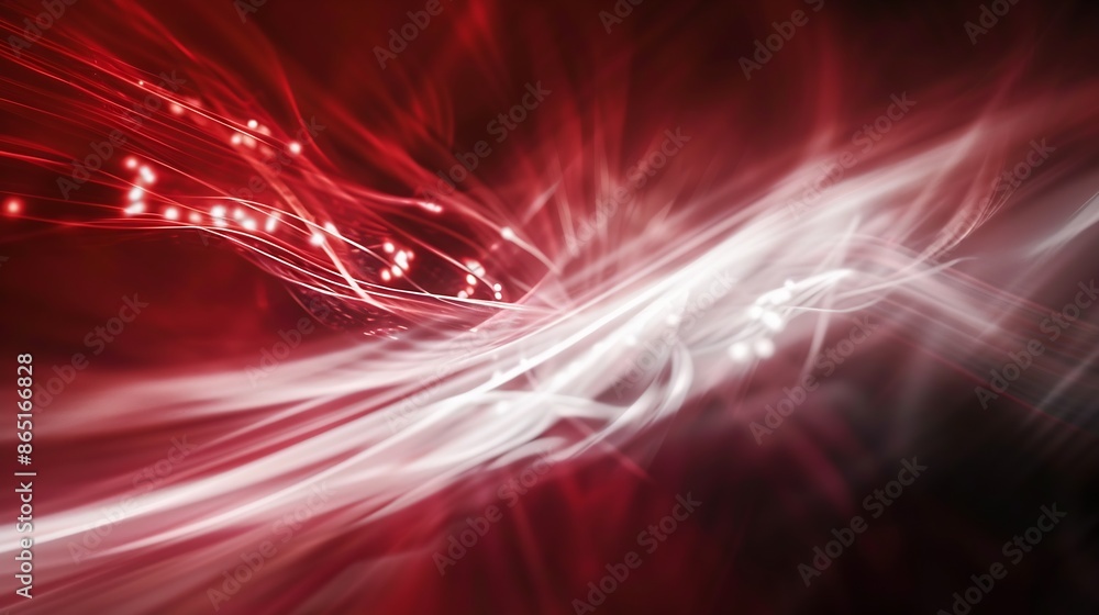 Leinwandbilder abstract background with diffused tracks of bright red and white rays against dark blurred surface :