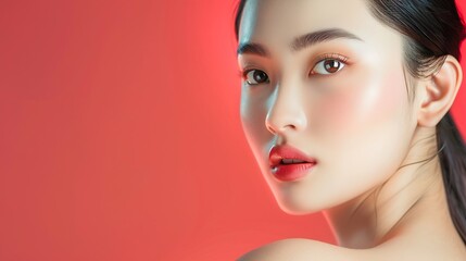 Fototapeta premium Fashion portrait of young Asian woman Skin care Beauty salon Cosmetics : Generative AI