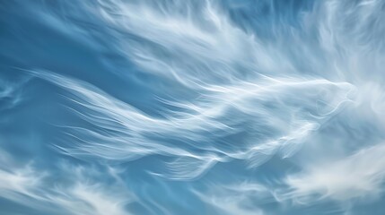 Obraz premium Soft wispy fish shaped cloud in a blue cloudy sky : Generative AI