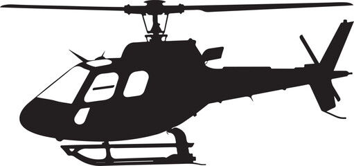 Simple Black Helicopter Silhouette: Isolated Copter Icon Vector Illustration on White Background






