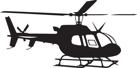 Simple Black Helicopter Silhouette: Isolated Copter Icon Vector Illustration on White Background






