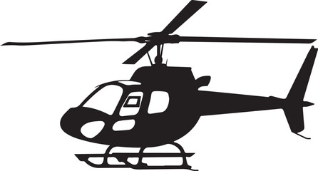 Simple Black Helicopter Silhouette: Isolated Copter Icon Vector Illustration on White Background






