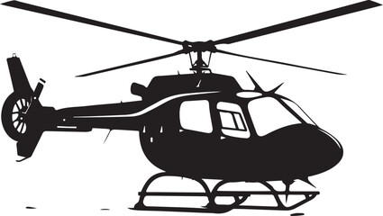 Simple Black Helicopter Silhouette: Isolated Copter Icon Vector Illustration on White Background






