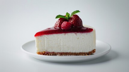 Decadent slice of classic New York cheesecake on plate