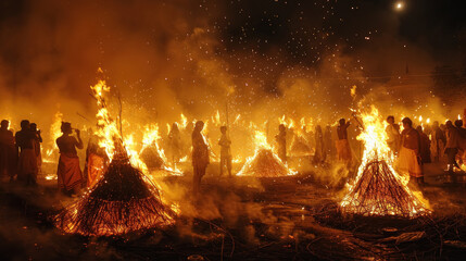 Holika dahan celebrating in india